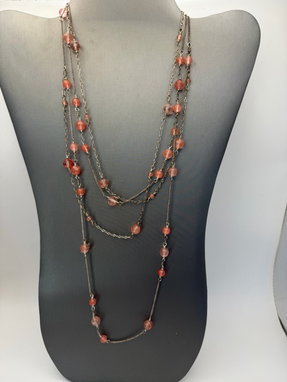 Carolee Double Strand Pink Crystal Bead Layered Necklace